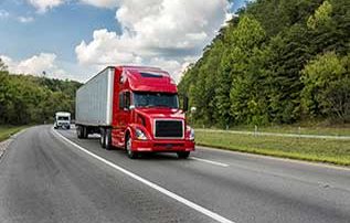Red truck on the road